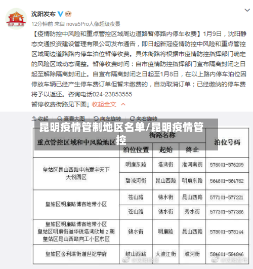 昆明疫情管制地区名单/昆明疫情管控