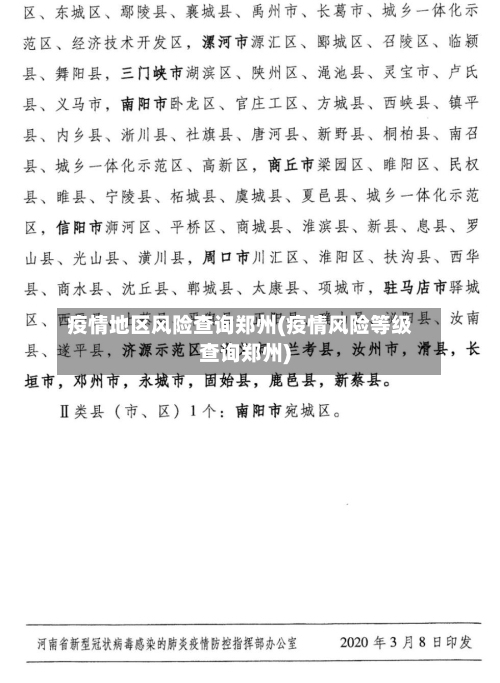 疫情地区风险查询郑州(疫情风险等级查询郑州)
