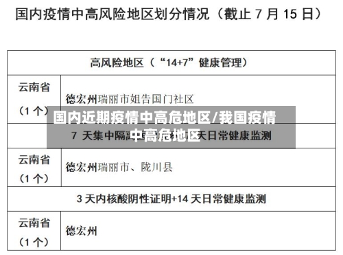 国内近期疫情中高危地区/我国疫情中高危地区