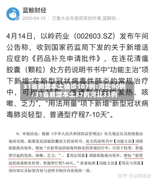 31省新增本土确诊107例:河北90例/31省新增本土37例河北33例