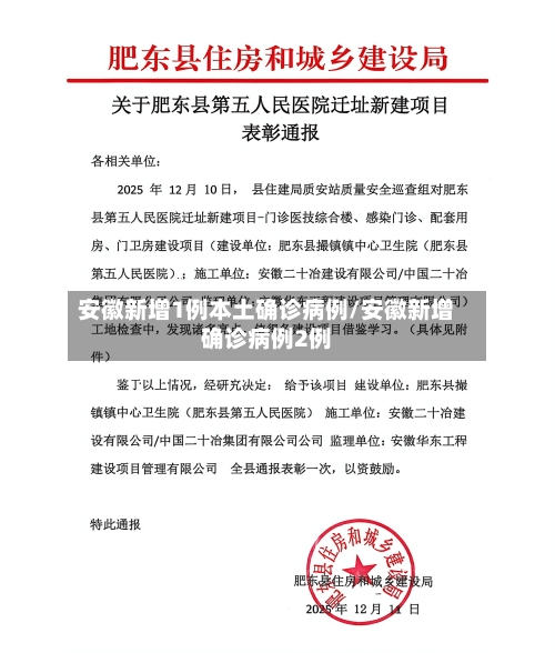 安徽新增1例本土确诊病例/安徽新增确诊病例2例
