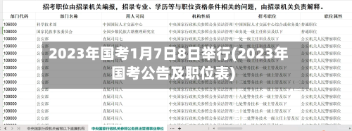 2023年国考1月7日8日举行(2023年国考公告及职位表)