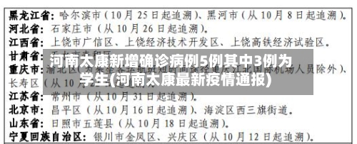 河南太康新增确诊病例5例其中3例为学生(河南太康最新疫情通报)