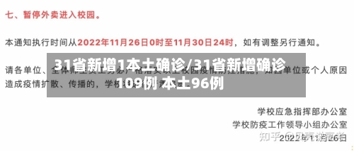 31省新增1本土确诊/31省新增确诊109例 本土96例-第3张图片