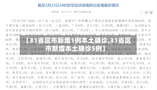 【31省区市新增1例本土确诊,31省区市新增本土确诊5例】