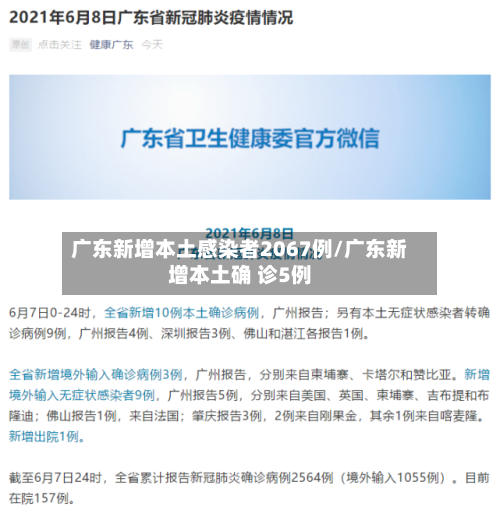 广东新增本土感染者2067例/广东新增本土确 诊5例