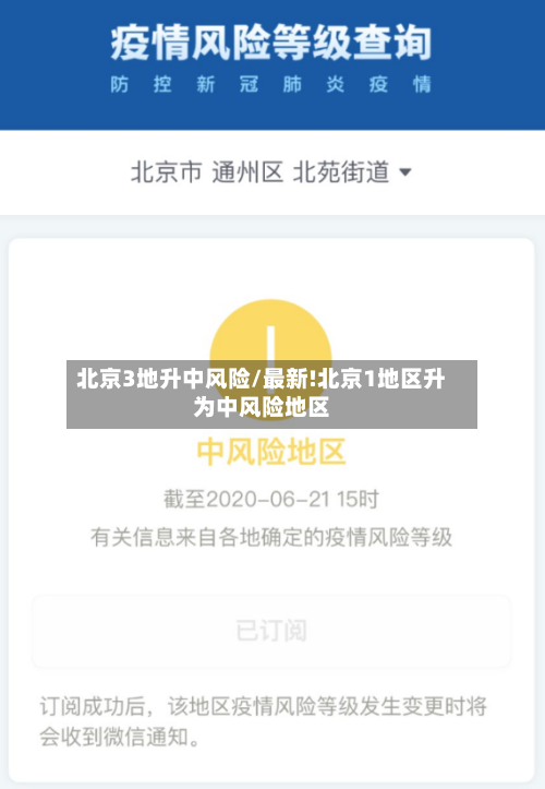 北京3地升中风险/最新!北京1地区升为中风险地区