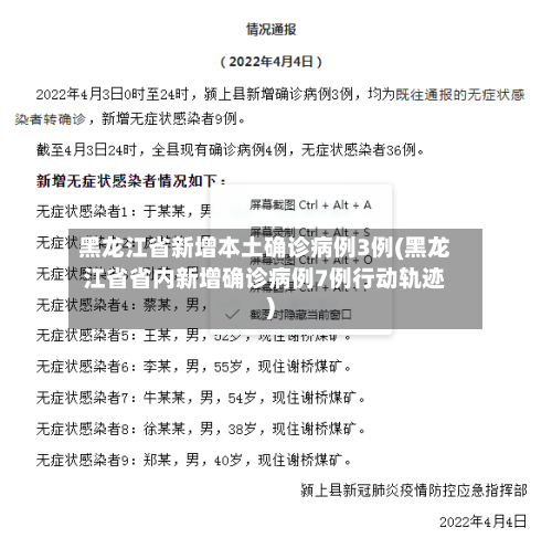 黑龙江省新增本土确诊病例3例(黑龙江省省内新增确诊病例7例行动轨迹)