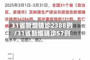 31省新增确诊2388例/31省新增确诊57例
