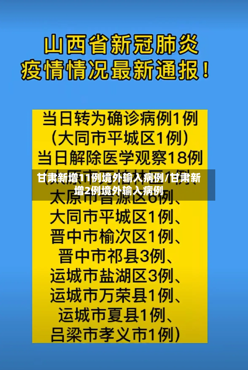 甘肃新增11例境外输入病例/甘肃新增2例境外输入病例