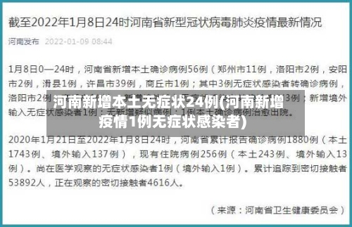河南新增本土无症状24例(河南新增疫情1例无症状感染者)