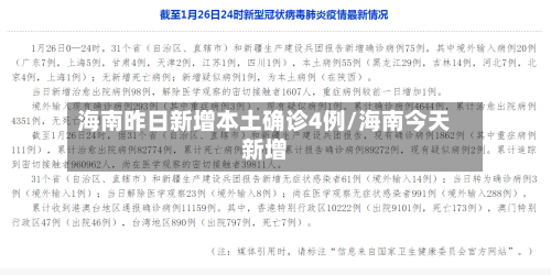 海南昨日新增本土确诊4例/海南今天新增