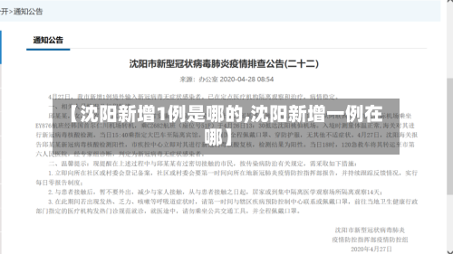 【沈阳新增1例是哪的,沈阳新增一例在哪】
