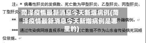 菏泽疫情最新消息今天新增病例(菏泽疫情最新消息今天新增病例是哪里的)-第2张图片