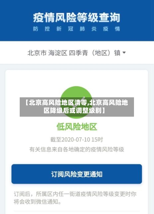 【北京高风险地区清零,北京高风险地区降级后或调整级别】